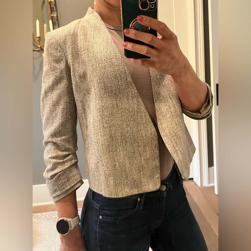 Cropped Cotton and Wool Blazer